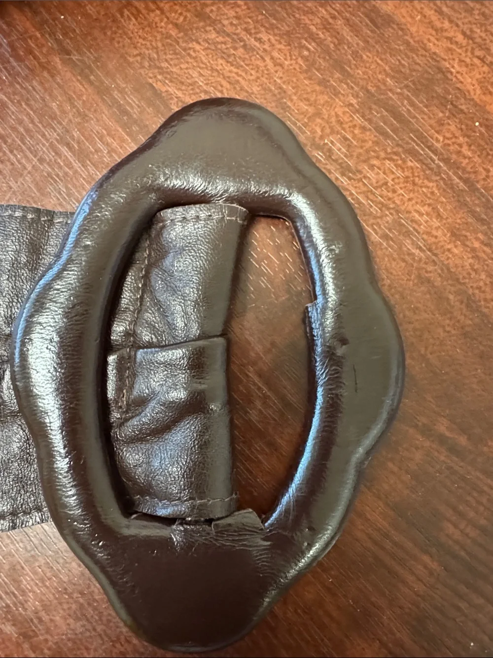 Women’s Dark Brown Leather Wide Belt with Oval Buckle